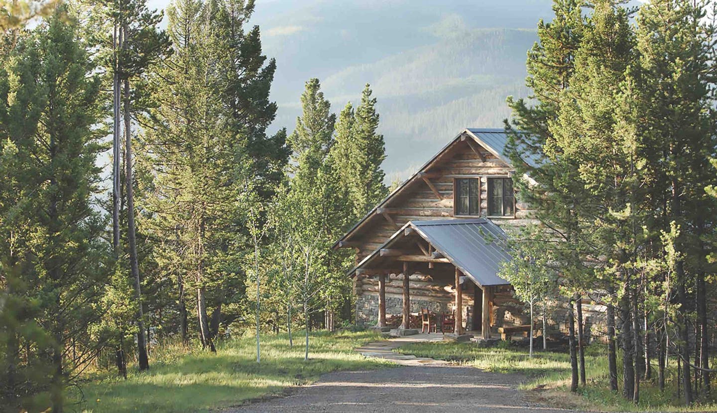 montana log cabin big sky miller roodell exterior